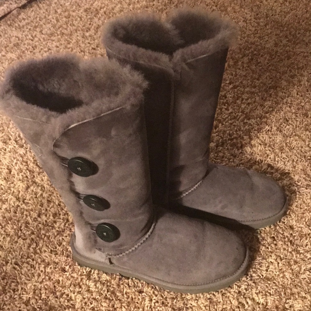 Tall Bailey Button Gray Ugg Boots